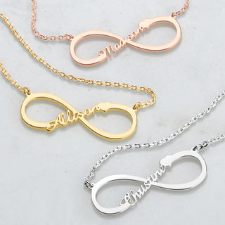 Sterling Silver Name with Heart Infinity Pendant