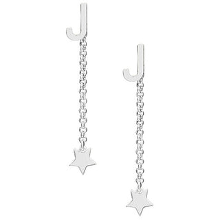 Initial Earring with Star Dangle Button Drop Earrings