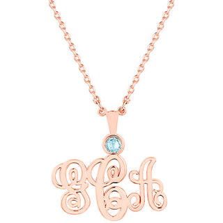 Monogram with Birthstone Necklace - Small