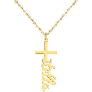 Personalized Lowercase Script Name Cross Necklace