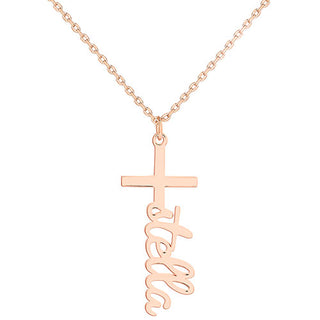 Personalized Lowercase Script Name Cross Necklace