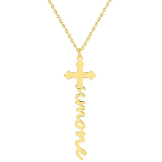 Sterling Silver Lowercase Script Name Cross Necklace