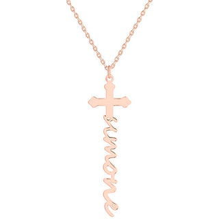 Sterling Silver Lowercase Script Name Cross Necklace