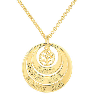 Engraved Nesting Circles with Tree of Life Necklace