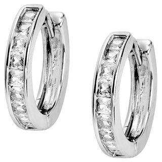 Silvertone CZ Halo Stud Earrings, Hoop and Ring Set