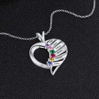 Sterling Silver Engraved Birthstone Heart Necklace