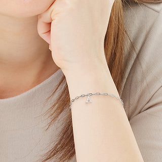 Initial Charm Paperclip Chain Bracelet