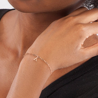 Initial Charm Paperclip Chain Bracelet