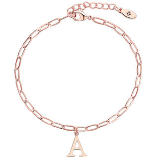 Initial Charm Paperclip Chain Bracelet