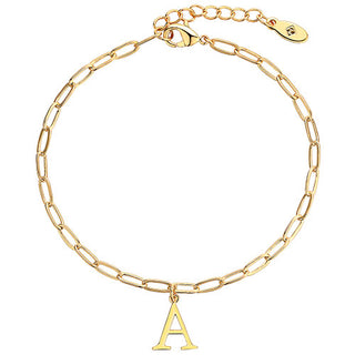 Initial Charm Paperclip Chain Bracelet