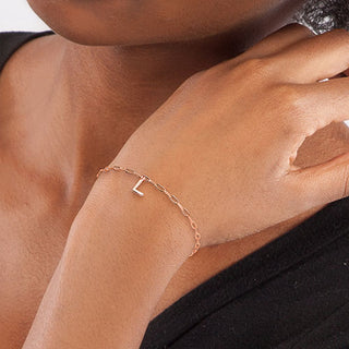 Silver Plated Initial Charm Paperclip Chain Bracelet