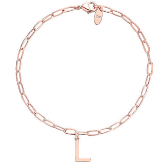 Silver Plated Initial Charm Paperclip Chain Bracelet