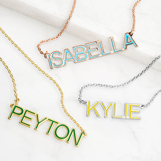 Personalized Enamel Uppercase Name Necklace