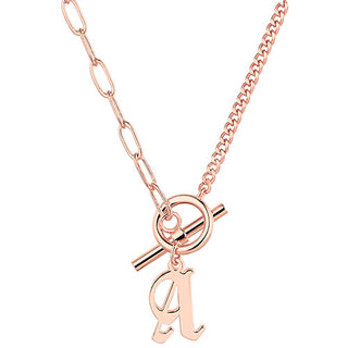 Mixed Chain New Old English Initial Charm Toggle Necklace