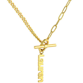 Mixed Chain Vertical Name Toggle Necklace