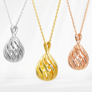 Engraved 3-D Teardrop Pendant Necklace