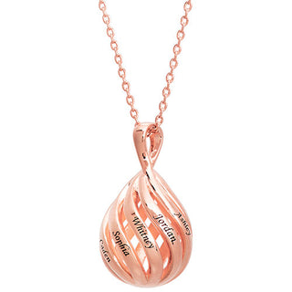 Engraved 3-D Teardrop Pendant Necklace