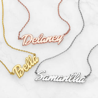 Plated Small Bold Script Name Necklace