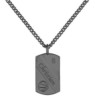 Engraved Banner Basketball Dog Tag 20 Necklace