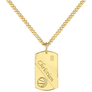 Engraved Banner Basketball Dog Tag 20 Necklace