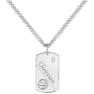 Engraved Banner Basketball Dog Tag 20 Necklace