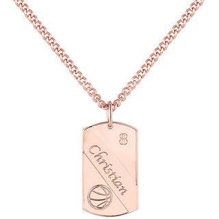 Engraved Banner Basketball Dog Tag 20 Necklace