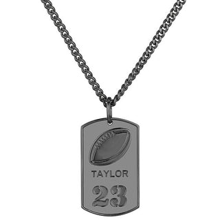 Engraved Football Dog Tag 20 Necklace