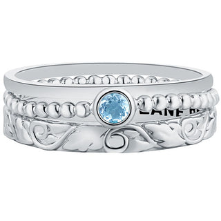 Women's Platinum Plated Round Birthstone Stackable Class Ring