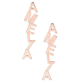 Zig-Zag Vertical Name Button Earrings