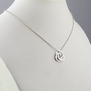 Sterling Silver Engraved Interlocking Circles with Center BS Necklace