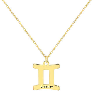 Engraved Name Zodiac Sign Necklace