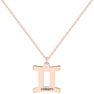 Engraved Name Zodiac Sign Necklace