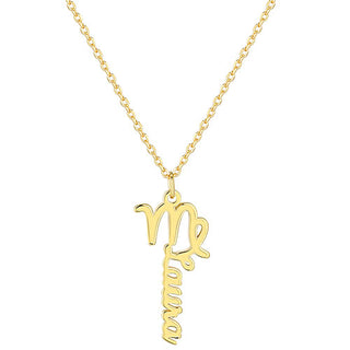 Sterling Silver Zodiac Sign Vertical Name Necklace