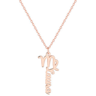 Sterling Silver Zodiac Sign Vertical Name Necklace