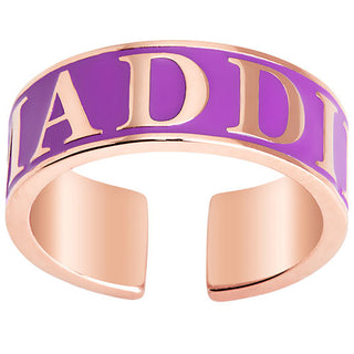 14K Rose Gold Plated Enamel Name Wide Band Ring