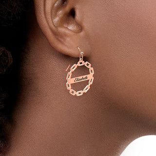 Frozen Paperclip Chain Engraved Drop Earrings