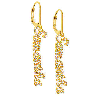 Pave CZ Name Drop Earrings