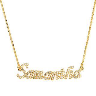 Pave CZ Name Plaque Necklace