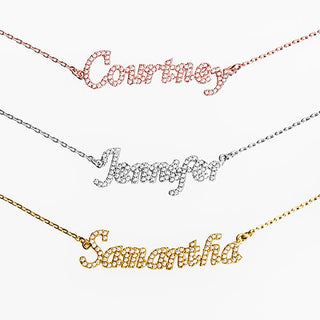 Pave CZ Name Plaque Necklace