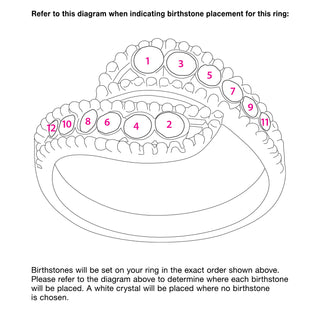 14K Gold Plated Curved Bypass Family Birthstone Ring