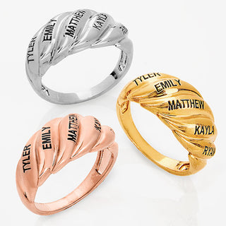 Personalized Engraved Swirl Dome Ring