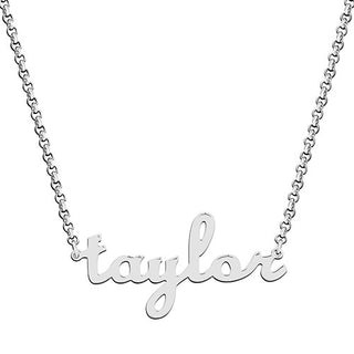 Sterling Silver Lowercase Script Name with Free Hoop Earrings