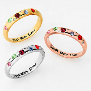 Silver Plated Personalized Birthstone Etoile Ring