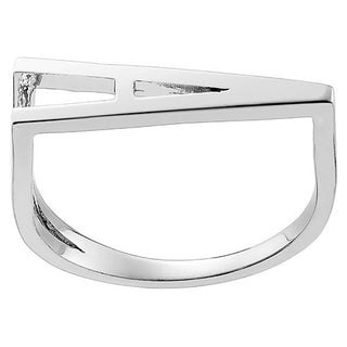 Silver Plated Bold Horizontal Initial Ring with Free Hoop Earrings