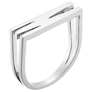 Silver Plated Bold Horizontal Initial Ring with Free Hoop Earrings