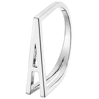 Silver Plated Bold Horizontal Initial Ring with Free Hoop Earrings