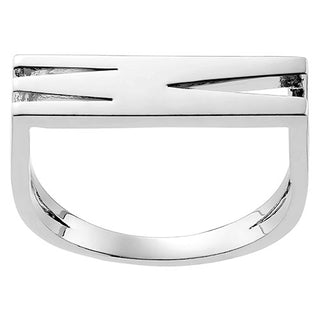 Silver Plated Bold Horizontal Initial Ring with Free Hoop Earrings