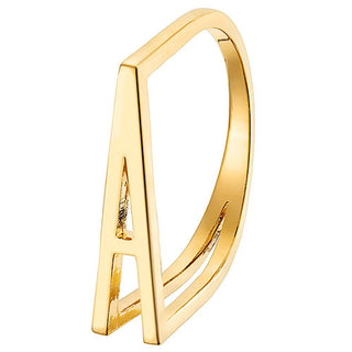 14K Gold Plated Bold Horizontal Initial Ring with Free Hoop Earrings