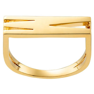 14K Gold Plated Bold Horizontal Initial Ring with Free Hoop Earrings