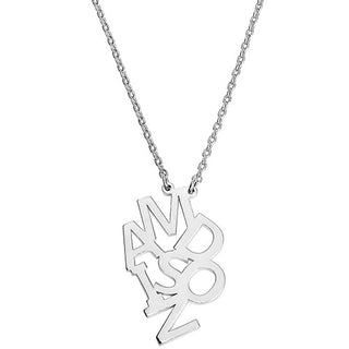 Puzzle Name necklace at Limoges Jewelry offered in three metal tones - shown in silver tone
